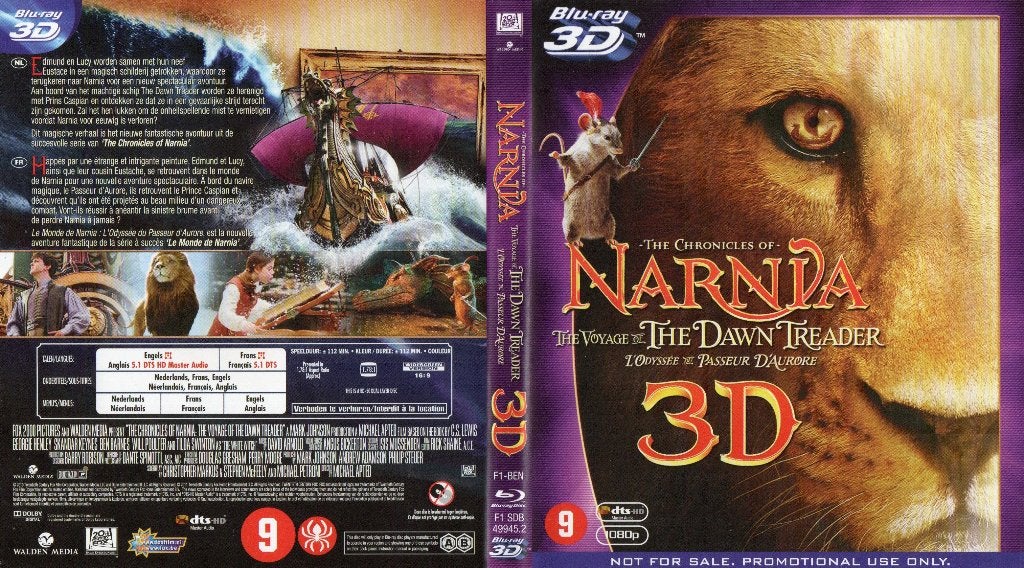 chronicles of narnia 3 (blu-ray 3D + blu ray) nieuw, Cd's en Dvd's, Ophalen of Verzenden, Zo goed als nieuw, Science Fiction en Fantasy