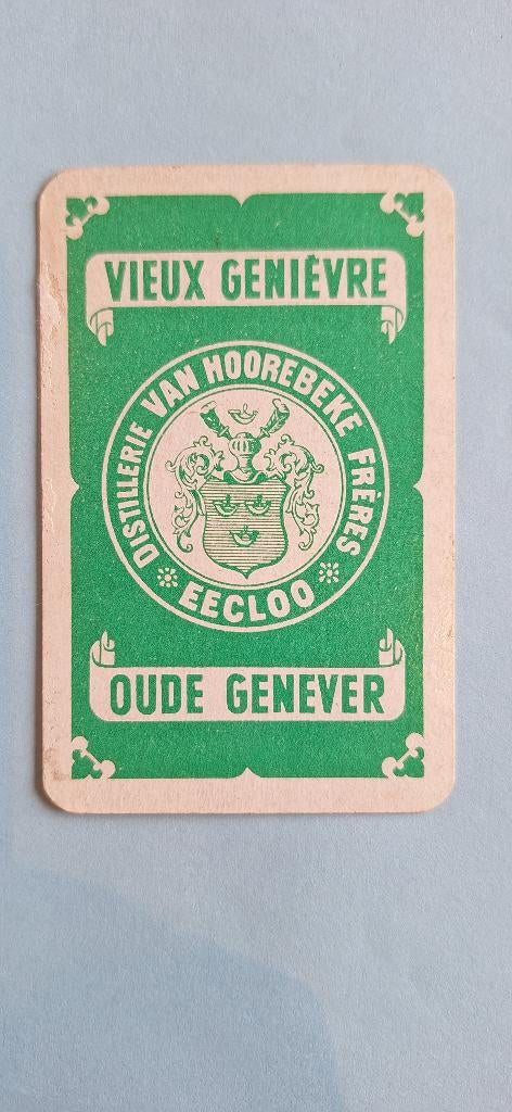 Speelkaart Eecloo_Oude Genever Van Hoorebeke groen_joker_258, Verzamelen, Ophalen of Verzenden, Gebruikt, Joker(s)