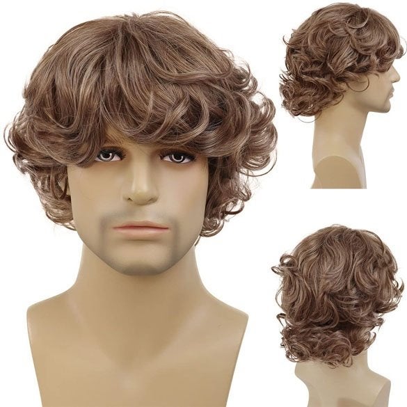 Stoere mannenpruik met grove losse krullen model Robby, Envoi, Neuf