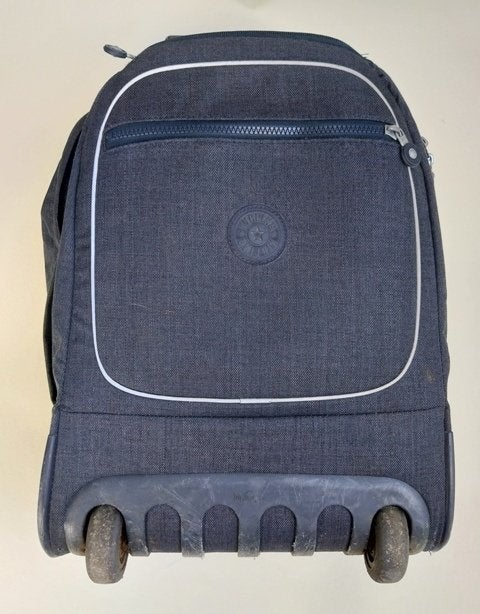 Kipling trolley boekentas jeansblauw – op wieltjes, Ophalen of Verzenden, Zo goed als nieuw