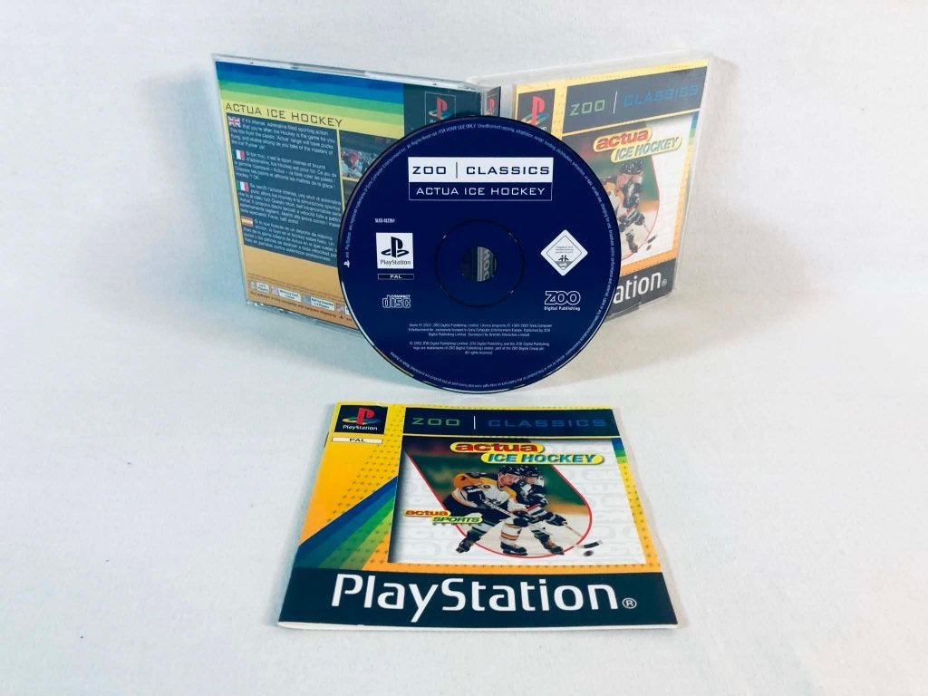 Actua Ice Hockey PS1 EUR volledige game in zeer goede staat, Gebruikt, Verzenden, 2 spelers, Vanaf 3 jaar