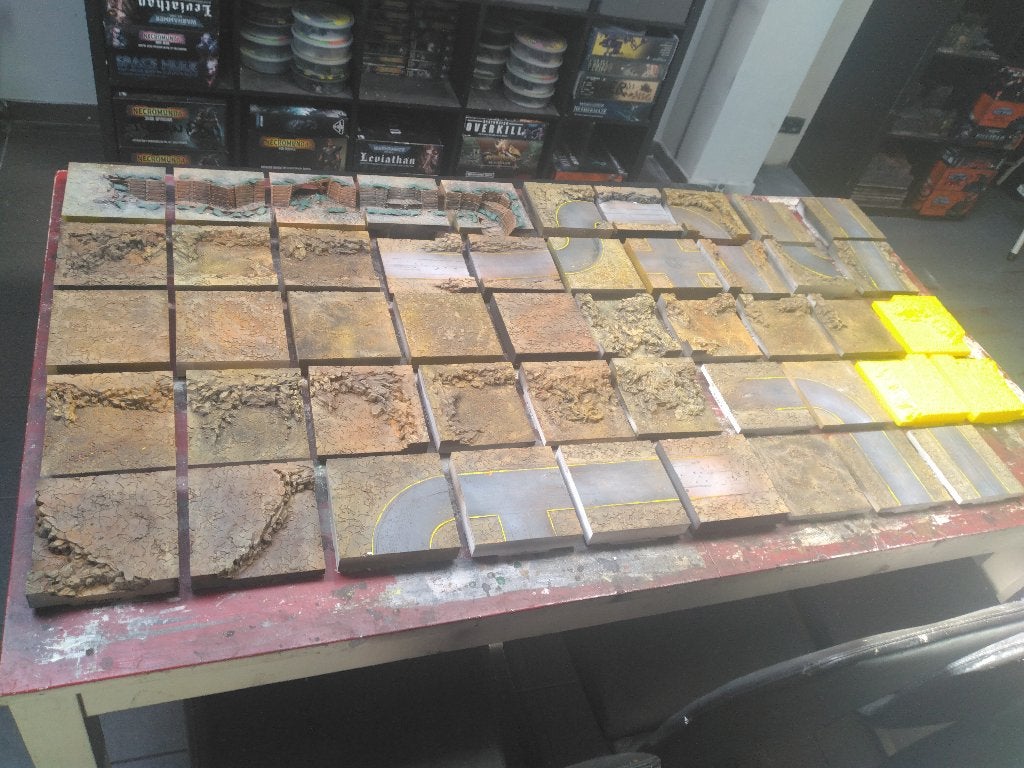 49 printed Tabletop wargame terrain tiles / QuesTable panels, Ophalen, Gebruikt, Overige soorten, Geverfd