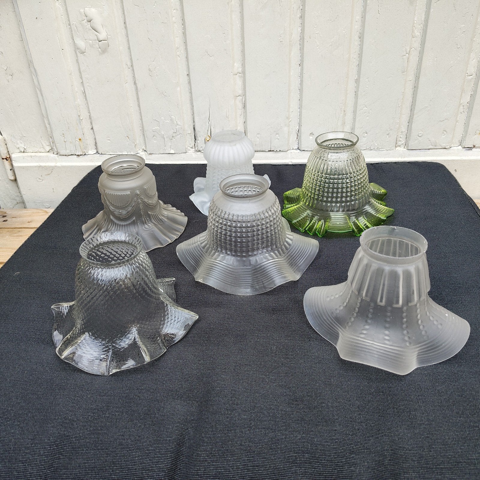 6 verschillende antieke lampenkappen in glas, Huis en Inrichting, Ophalen of Verzenden, Glas