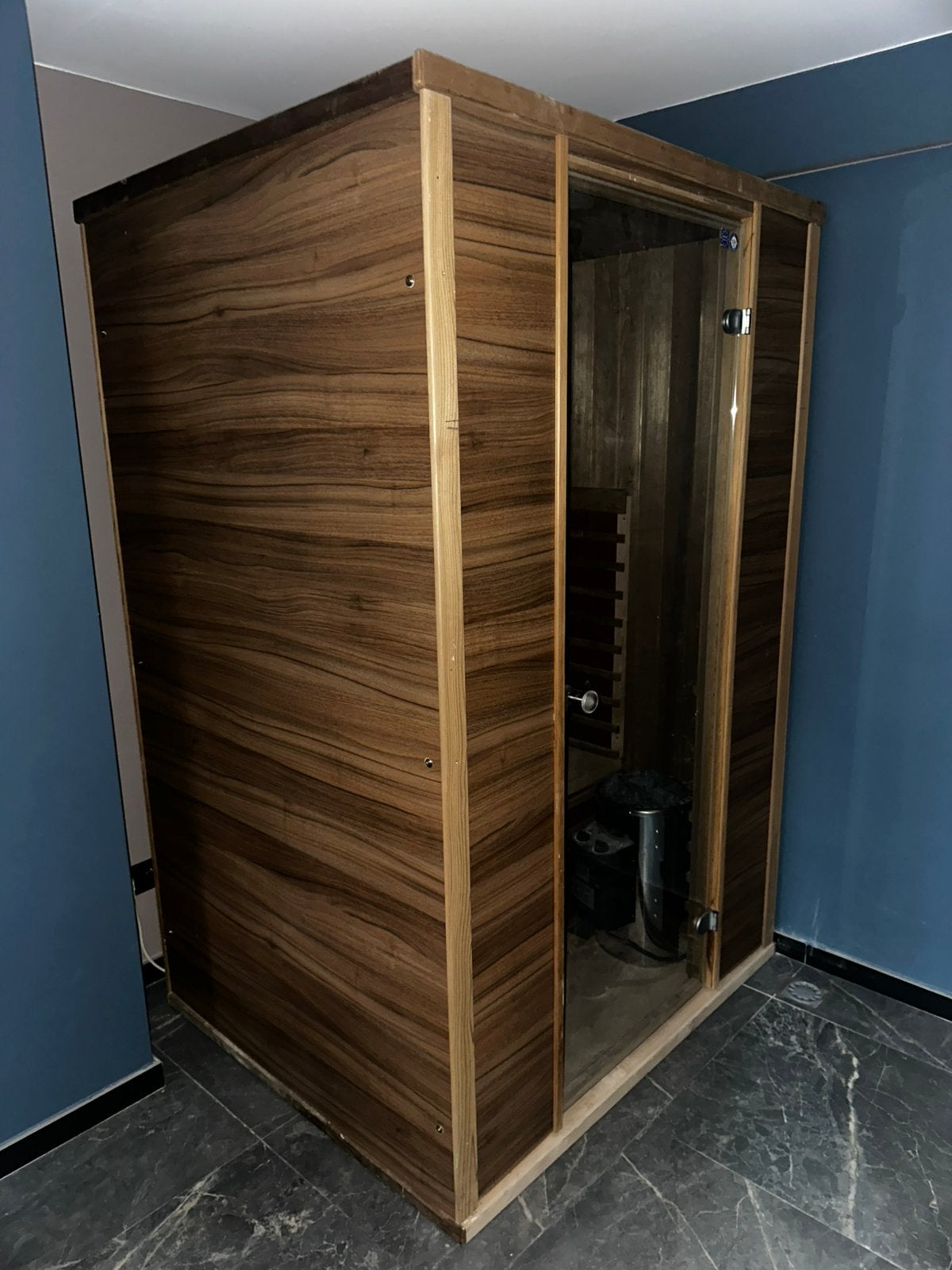 Sauna 1-2 personen + elektrische kachel - compleet - compact, Ophalen, Gebruikt, Fins of Traditioneel, Complete sauna