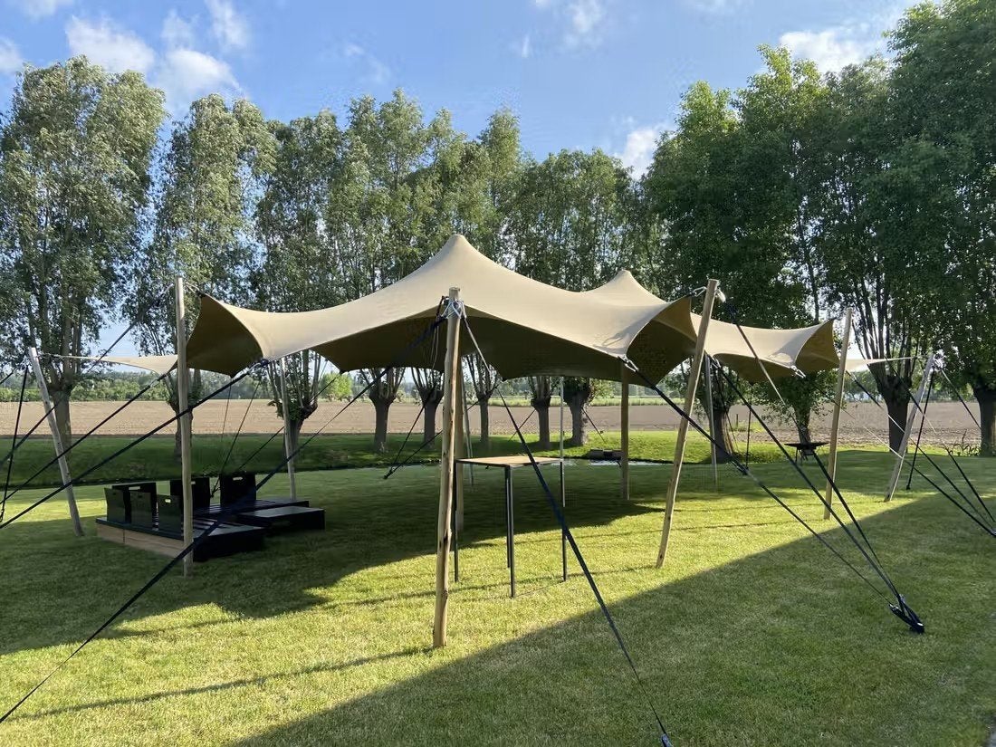 Stretchtent te huur 6,5 x 10m, Tuin en Terras, Ophalen, Overige typen, 6 meter of meer, Nieuw