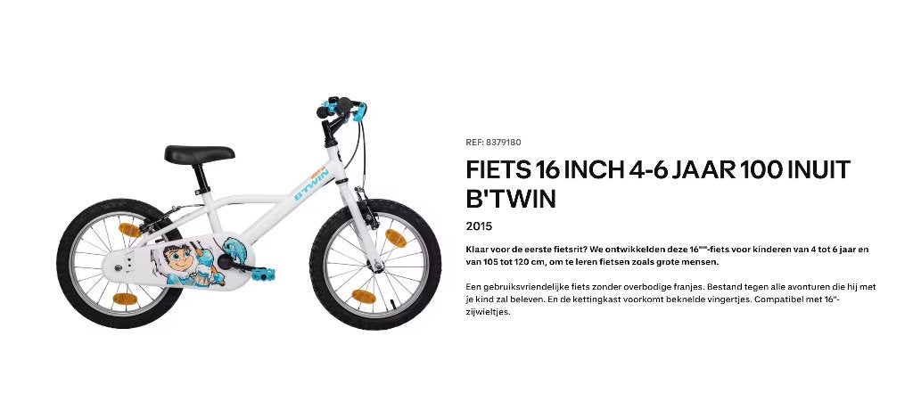 Kinderfiets maat 16 (4-6jaar), Fietsen en Brommers, Fietsen | Kinderfietsjes, Ophalen, Gebruikt, 16 tot 20 inch, B'twin