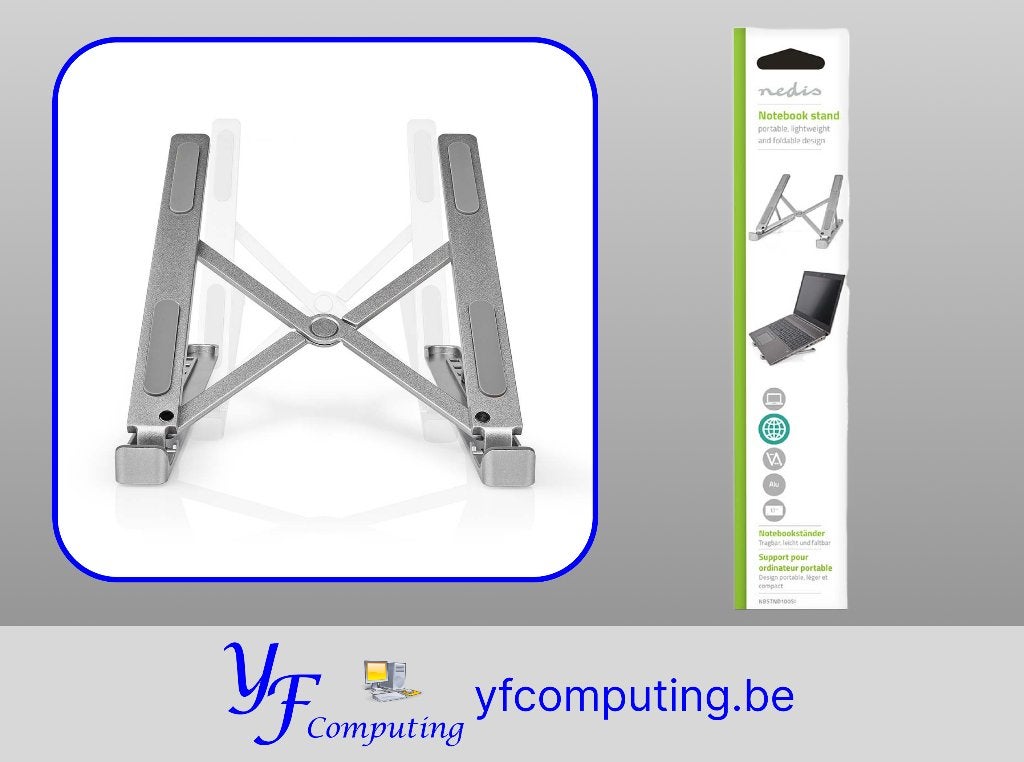 Nedis laptopstand 17" aluminium NBSTND100SI, Computers en Software, Laptopstandaarden, Nieuw, Ophalen of Verzenden