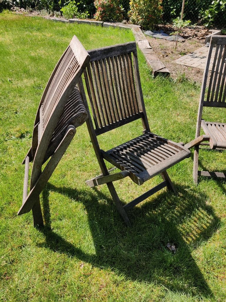 chaises de patio, Enlèvement, Utilisé, Bois de teck, Pliant