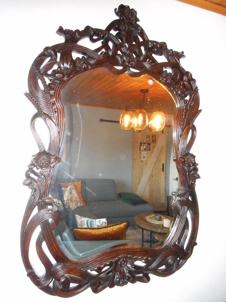 Antieke zware spiegel - Art nouveau, Antiek en Kunst, Ophalen