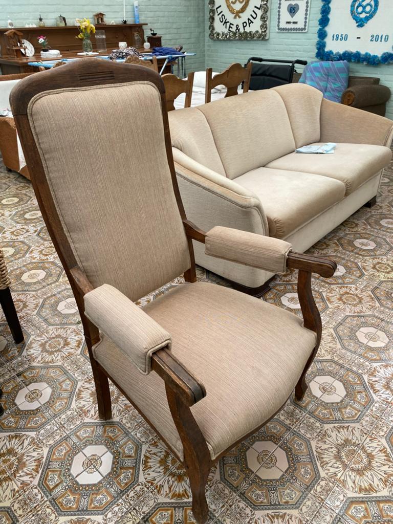 Antieke zetel met verstelbare rugleuning, Huis en Inrichting, Fauteuils, Ophalen, Zo goed als nieuw