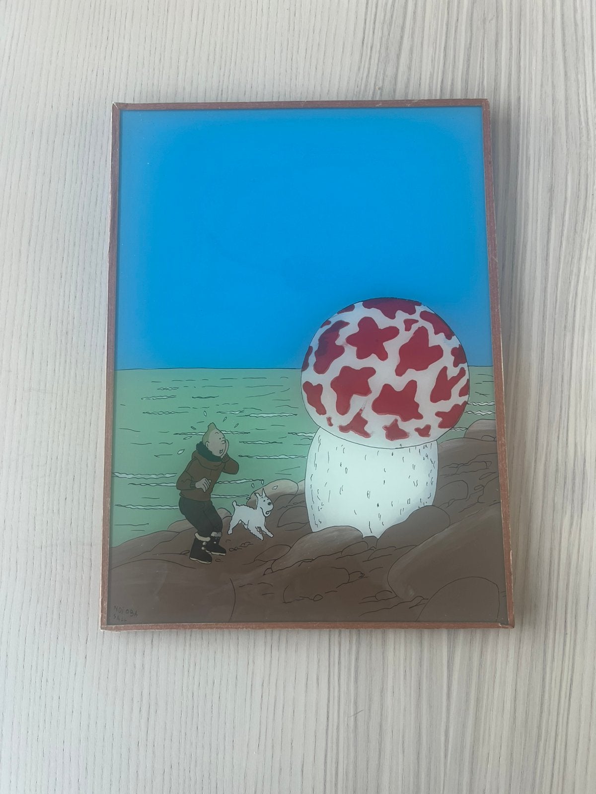 Kuifje prent in glas gesigneerd, Collections, Enlèvement ou Envoi, Tintin, Comme neuf, Autres types
