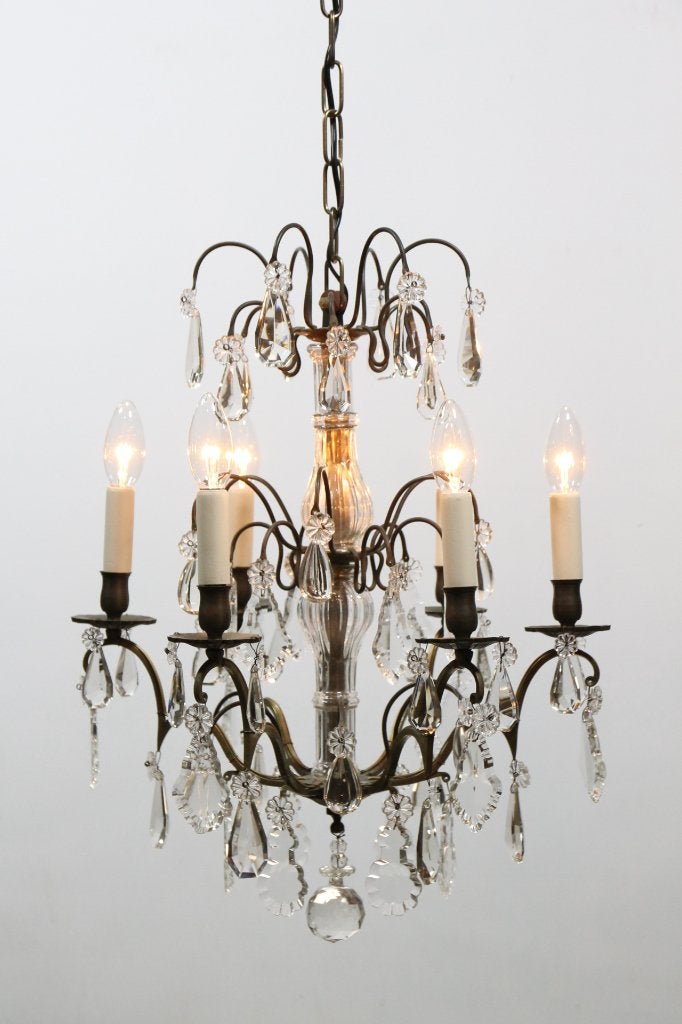 Frans kroonluchter met 6 lichtpunten, Antiek en Kunst, Ophalen of Verzenden
