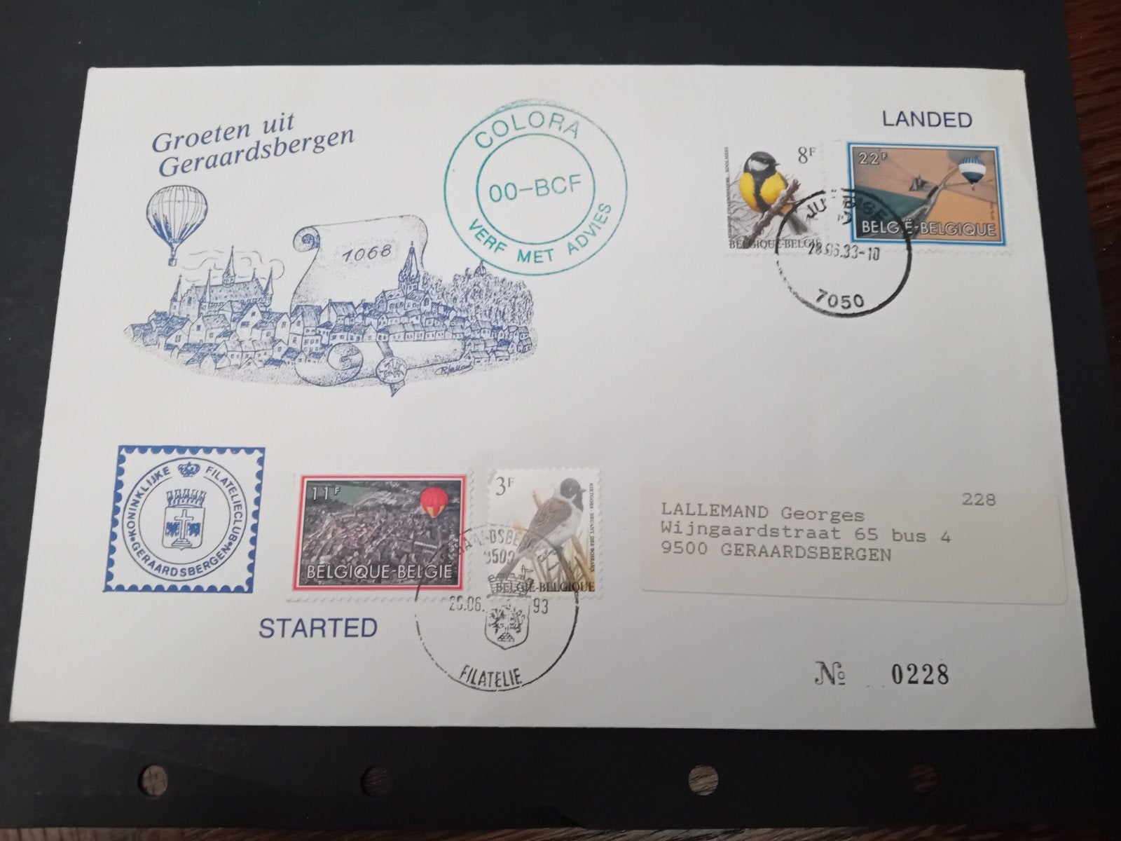 Ballonpost 5 stuks lot 176P, Postzegels en Munten, Postzegels | Europa | België, Verzenden, Met stempel