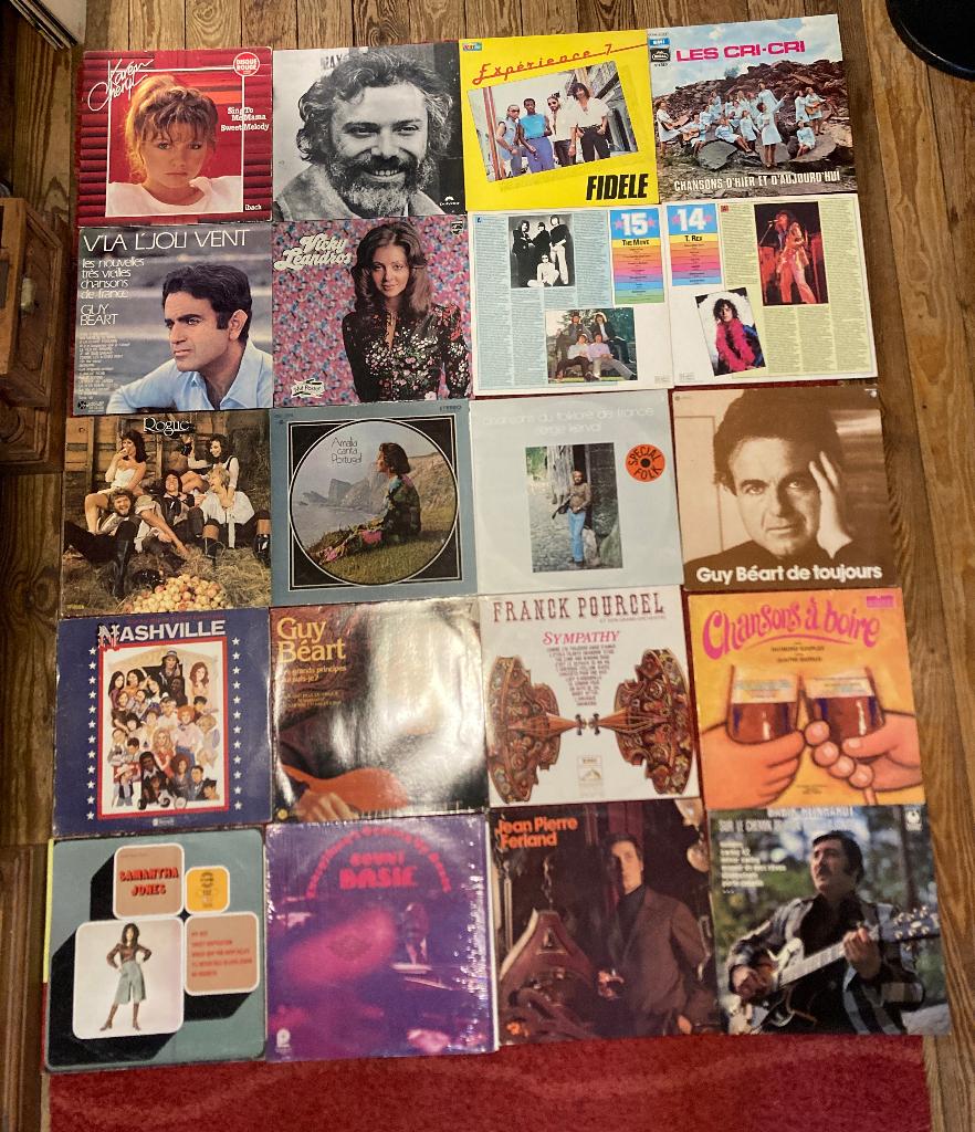 Lot de 20 33 tours Pop Rock Chanson française disco..., Enlèvement, 1970 - 1979, Utilisé, 12 pouces
