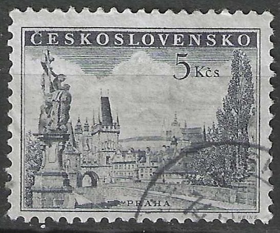 Tchécoslovaquie 1953 - Yvert 722 - Pont Charles (ST), Envoi, Affranchi