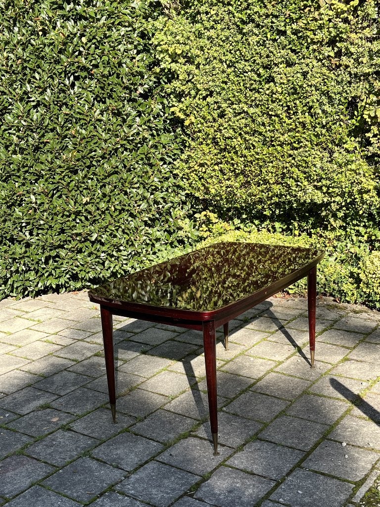 Uitschuifbare vintage eettafel - jaren 50/60 stijl, Huis en Inrichting, Ophalen, Gebruikt, Mid - Century, 50 tot 100 cm