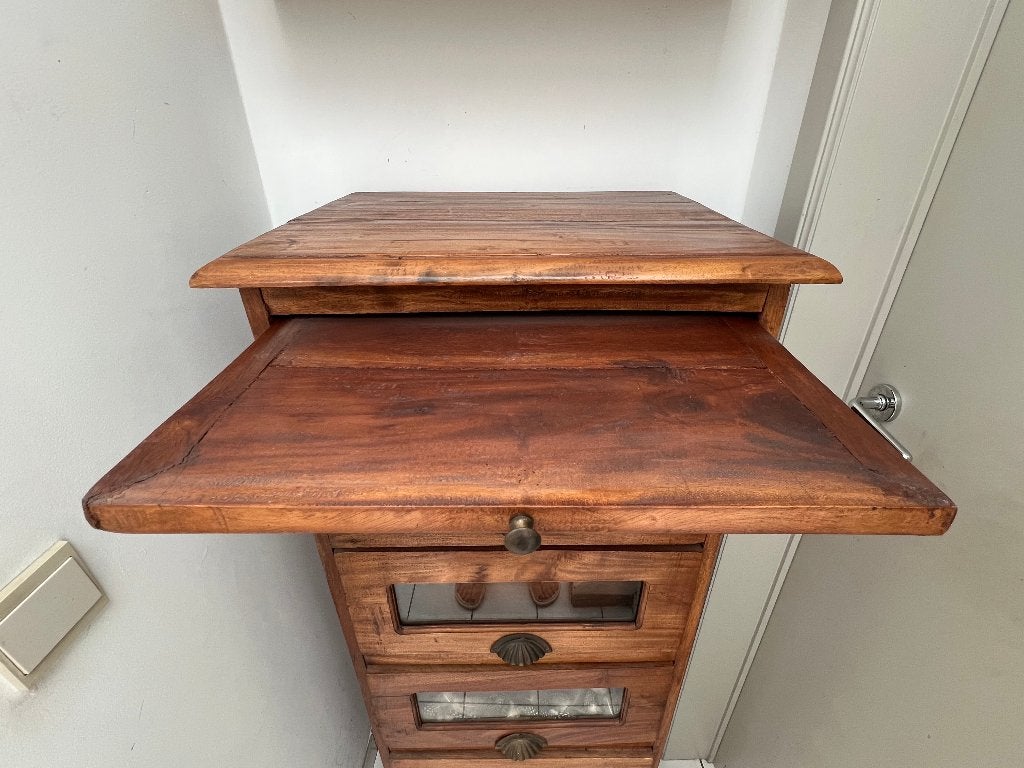 LADEKAST TEAK met 5 laden en uitschuifbaar blad, Teck, 25 à 50 cm, 5 tiroirs ou plus, Koloniaal