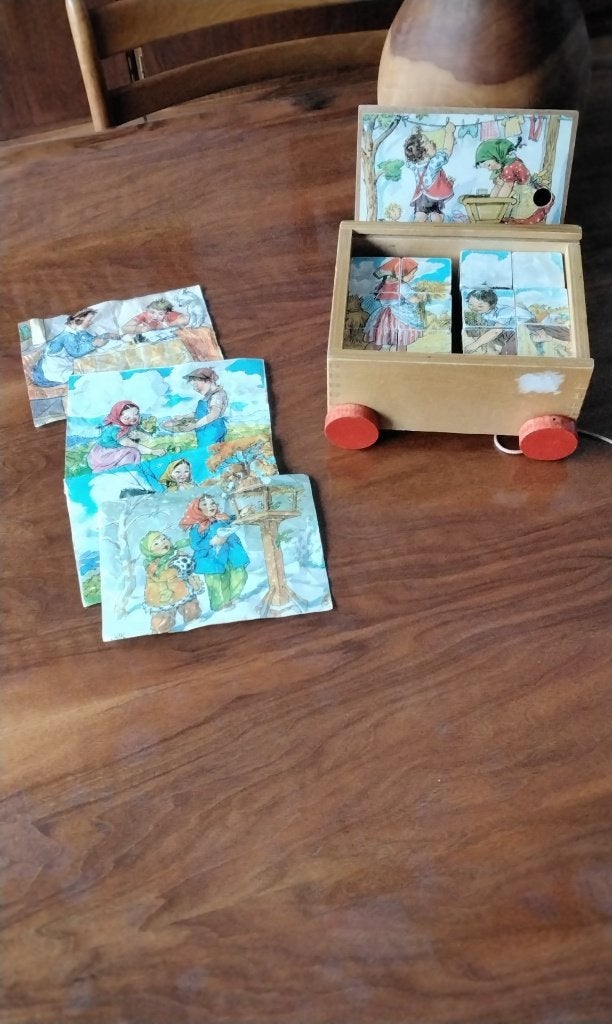 blokkendoos wagentje, Ophalen