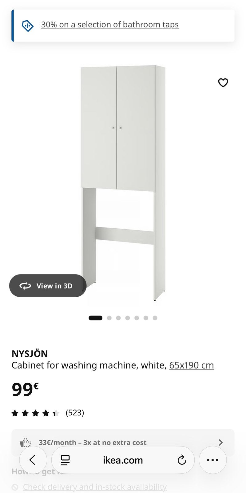Ikea Nysjon washing machine cabinet, Enlèvement, Utilisé, Autres types