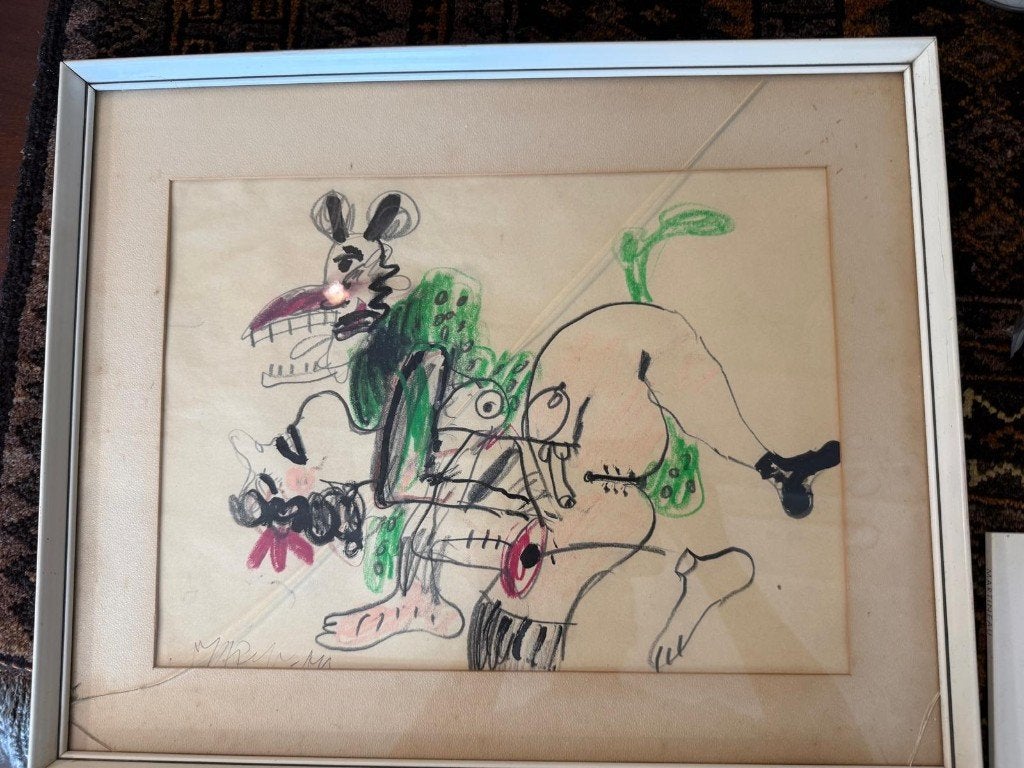 Anton Martineau  Uniek werk  Abstract liefdes paar, Ophalen, Abstract, Gesigneerd, Papier