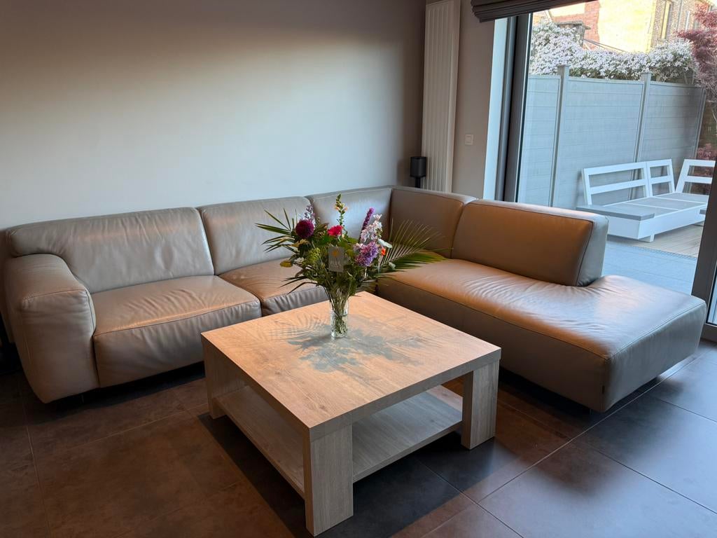 Prachtige lederen hoekzetel, Huis en Inrichting, Ophalen, Zo goed als nieuw, Leer