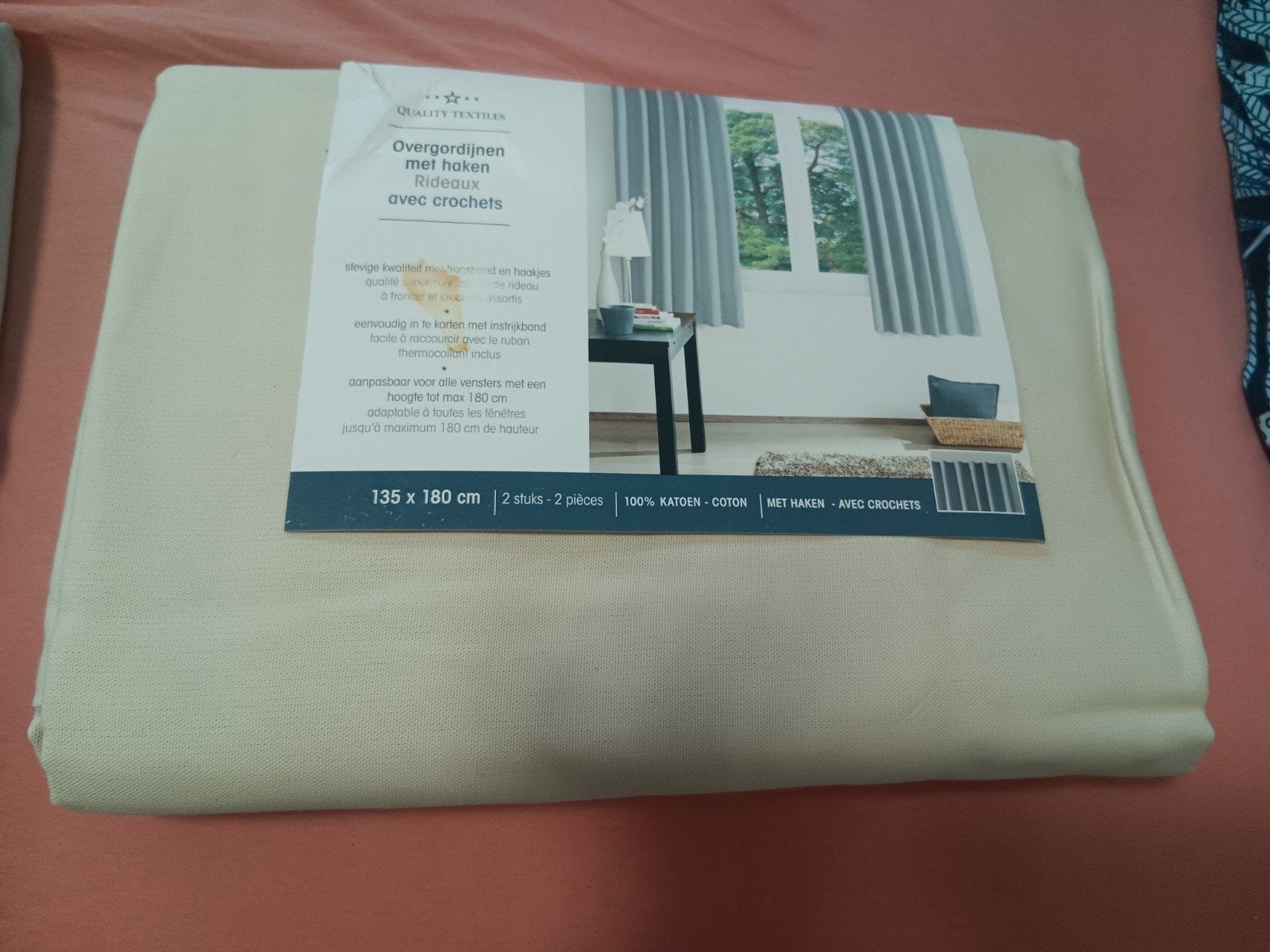 rideaux beige 135180cm, Ophalen of Verzenden, Beige, Gordijn