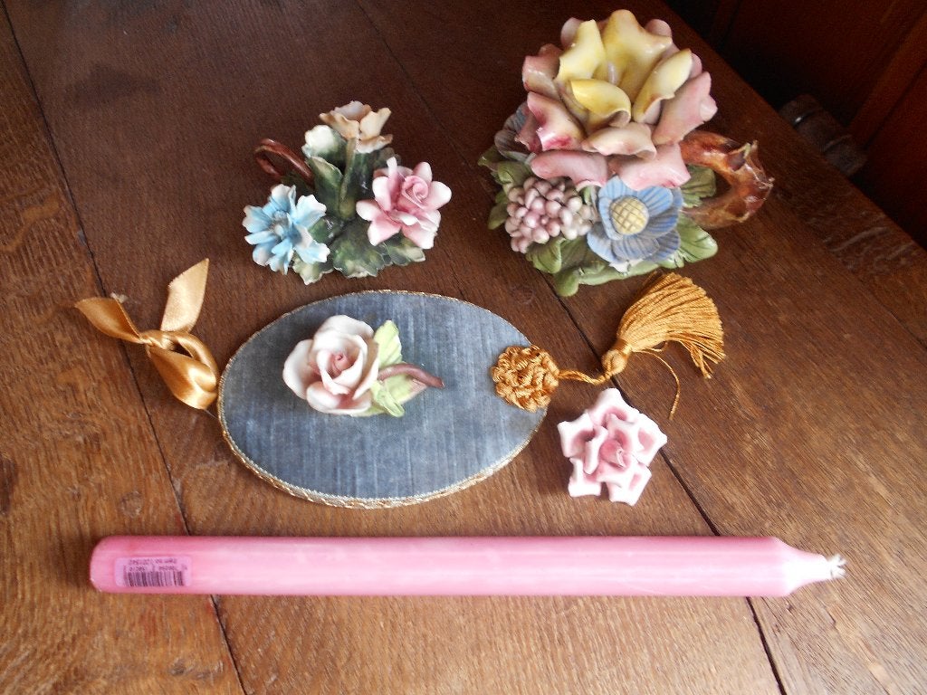 roosjes in keramiek, capodimonte kandelaar enz, Gebruikt, Blauw, Overige merken, Ophalen of Verzenden