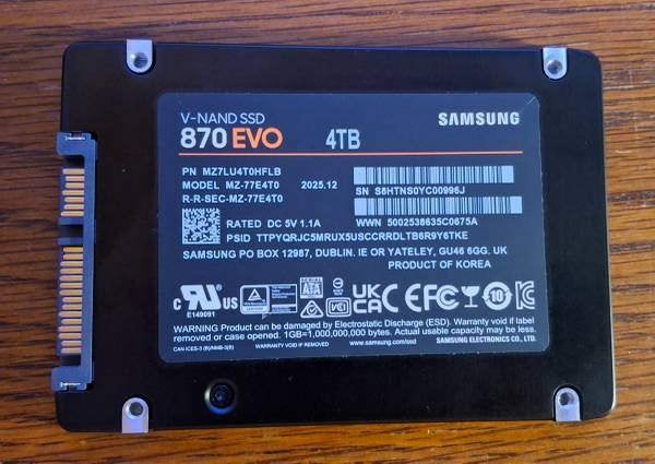Samsung 870 EVO (internal SSD )  4TB ( 2.5 inch) SATA, Neuf, Enlèvement ou Envoi, Interne, 4tb
