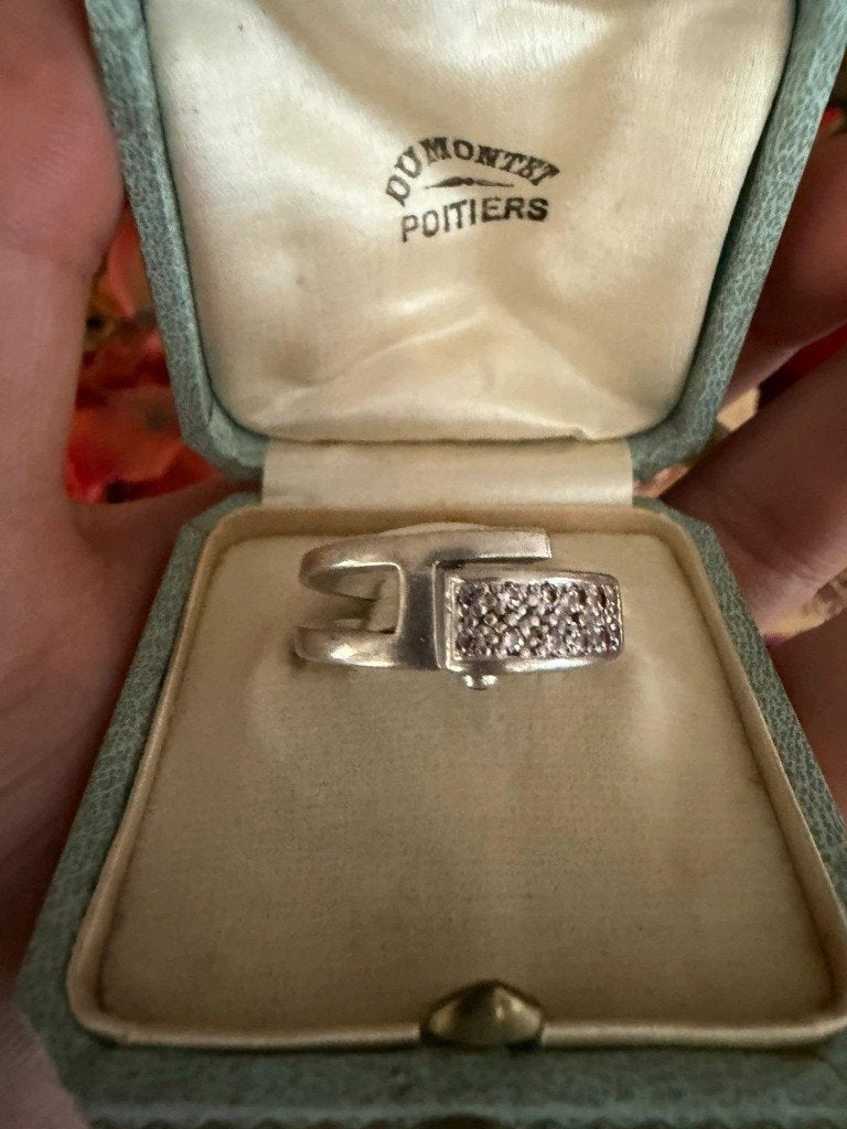 Art Deco Sterling Zilveren Amethyst Statement Ring Maat 59, Ophalen of Verzenden, Zo goed als nieuw, Dame of Heer, Grijs