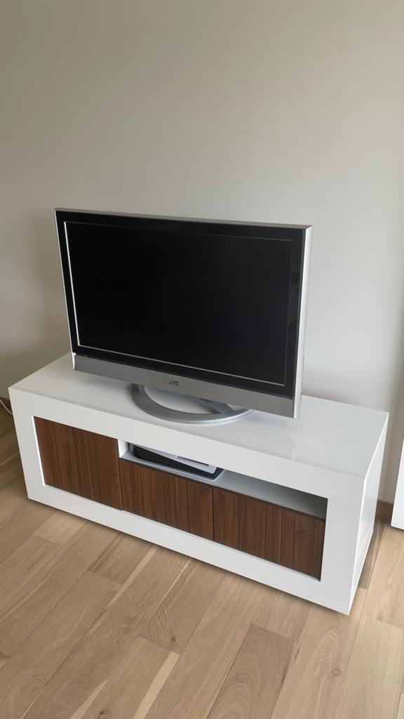 Tv meubel 140cm wit walnoot modern, Enlèvement, Comme neuf