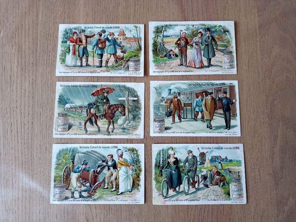 Liebig: les voyages d'il y a 100 ans - reeks 6 chromo's, Boeken, Prentenboeken en Plaatjesalbums, Ophalen of Verzenden
