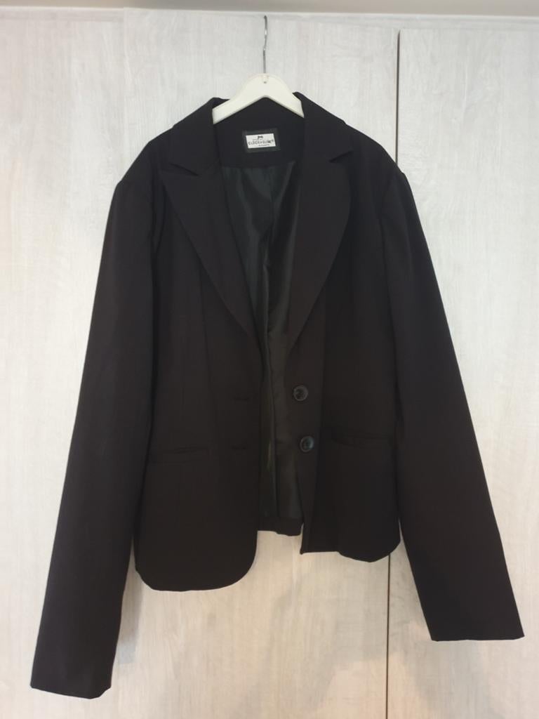 Zwarte blazer krijtstreep maat 42, Zwart, Maat 42/44 (L), Ophalen of Verzenden, Clockhouse