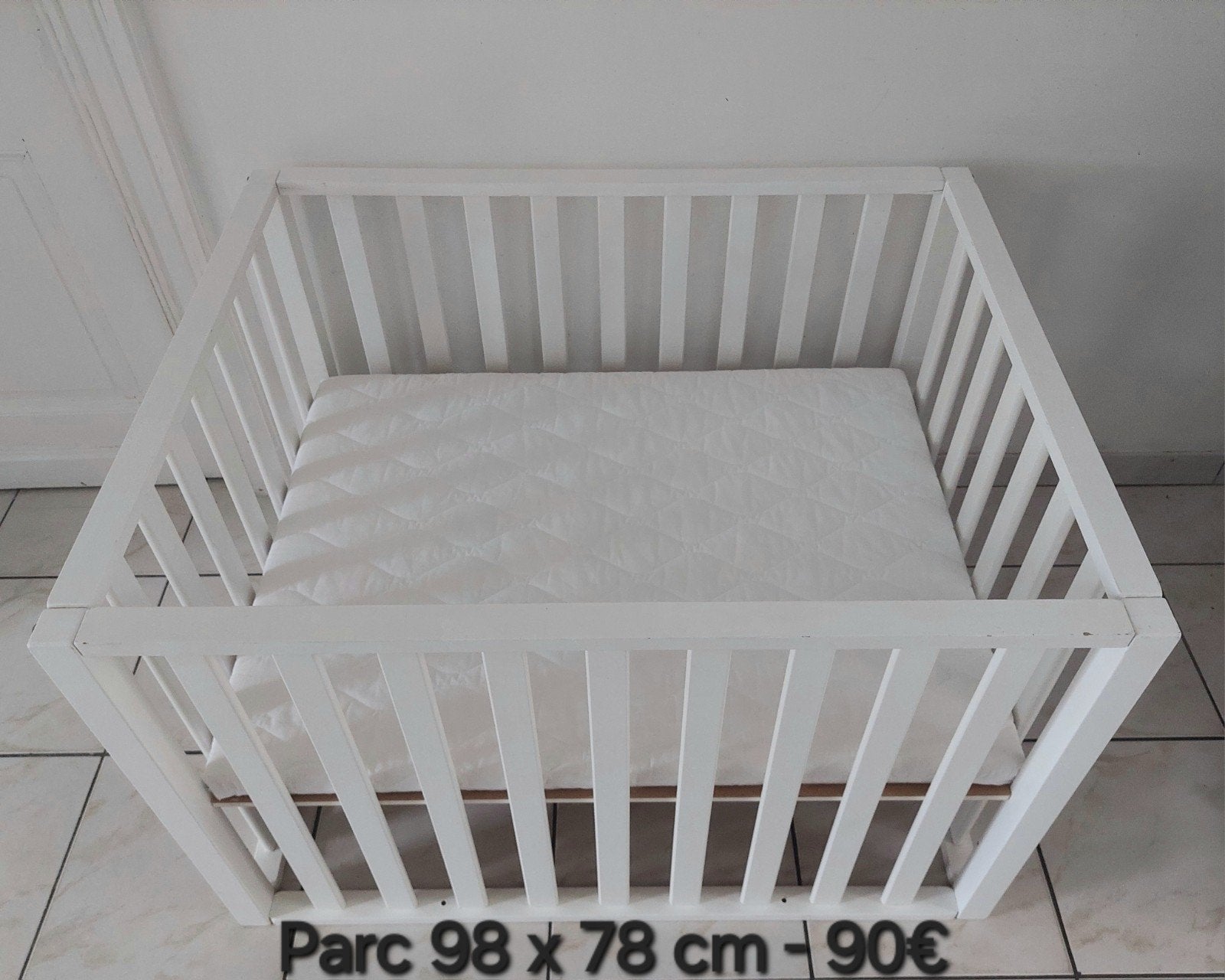 parc bébé blanc, Enfants & Bébés, Enlèvement, Réglable en hauteur