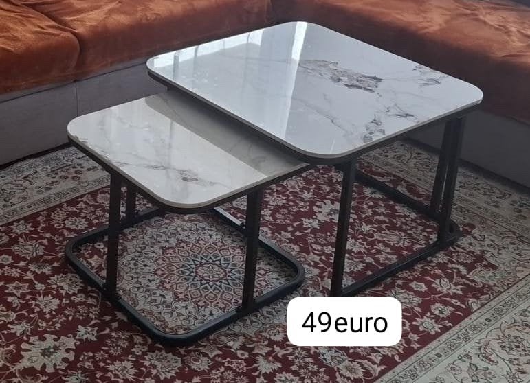 Lot de 2 tables gigognes effet marbre, Maison & Meubles, Enlèvement, Comme neuf