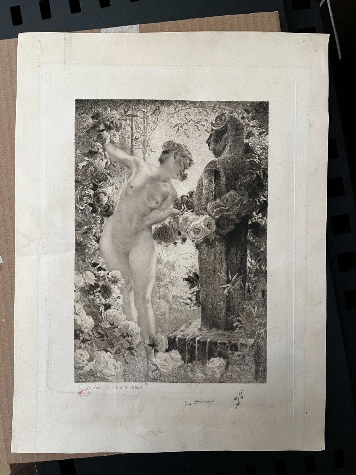 Emile Buland ets, Enlèvement ou Envoi, Eau-forte, Encadré
