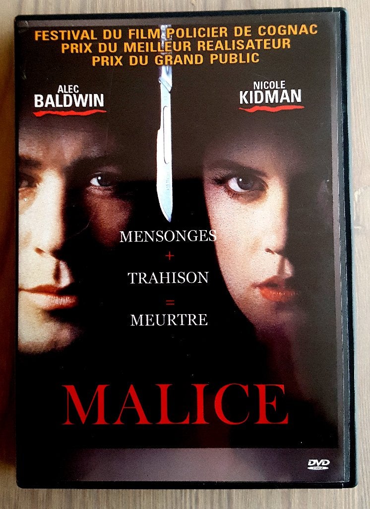 MALICE (Met Nicole Kidman, Alec Baldwin, Bill Pullman), Psychologische thriller, Gebruikt, Ophalen of Verzenden, Frans