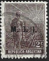 1 Postzegel Argentinië 1912 Landarbeider met opdruk, Enlèvement ou Envoi, Affranchi, Amérique du Sud