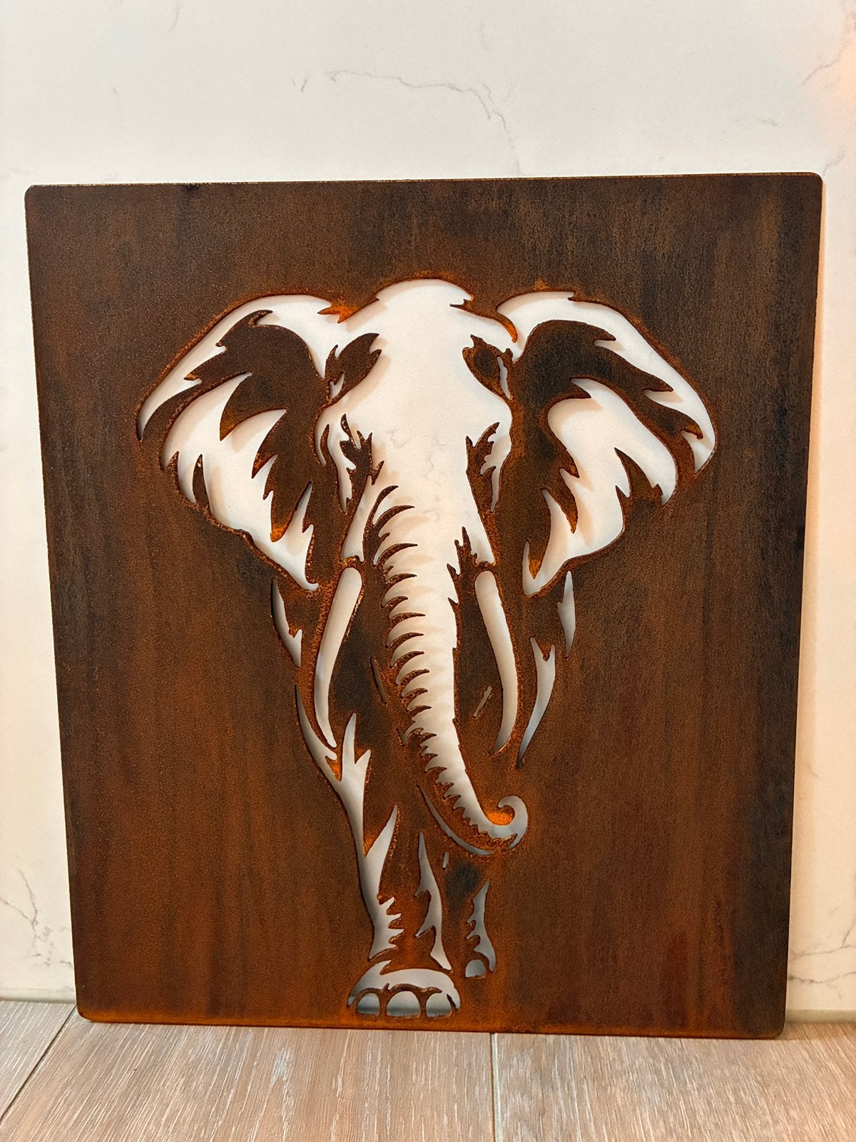 Olifant wanddecoratie uit 2 mm cortenstaal, Metaal, 33 cm, Nieuw, Ophalen of Verzenden