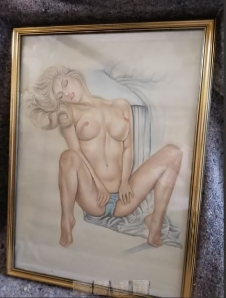 schilderij naakt op canvas Pin Up  van Dohnal, Antiquités & Art, Art | Peinture | Moderne, Textile, Peinture à l'huile, Figures