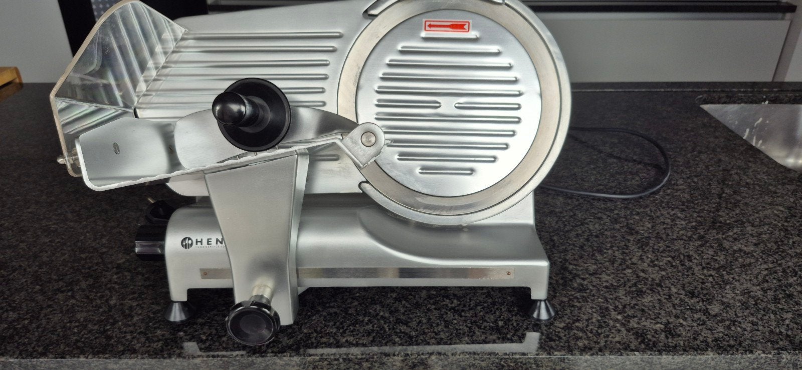 trancheuse à viande Hendi, Alu Pro, 230 V, 320 W, diamètre 2, Argent, Comme neuf, Trancheuse, Hendi