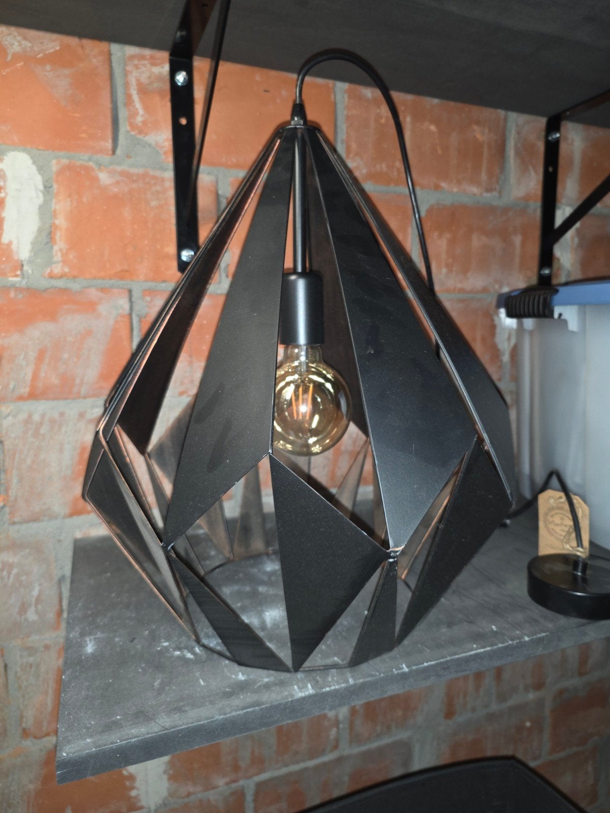 EGLO hanglamp zwart metaal geometrisch design, Enlèvement, Neuf, Métal, E27 (grand)