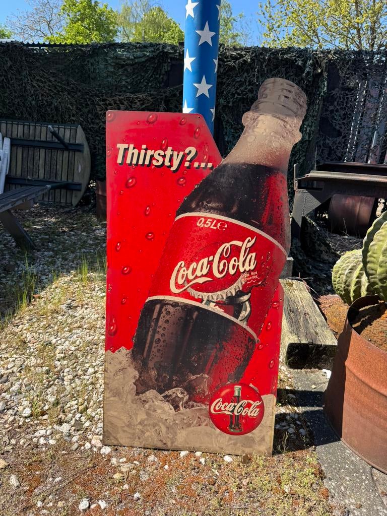 Groot Coca Cola reclamebord, Verzamelen, Ophalen, Gebruikt, Reclamebord