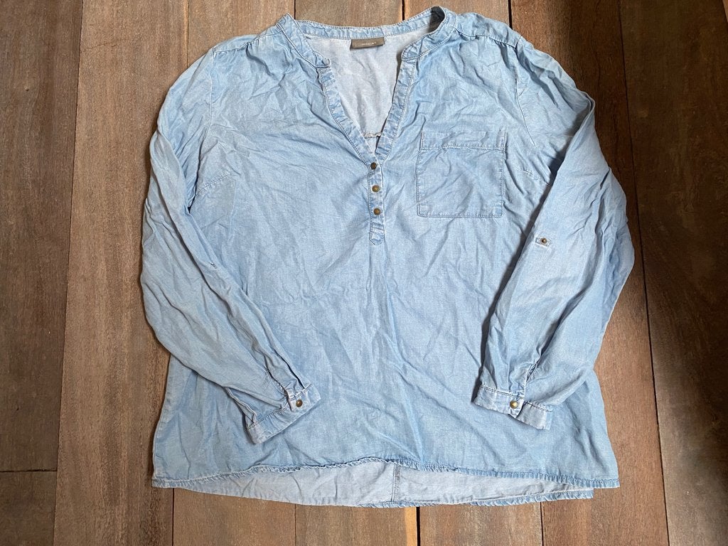 Yjessica shirt 48 blauwe jeans, zachte en soepele V-hals, Maat 46/48 (XL) of groter, YESSICA de C&A, Gedragen, Verzenden