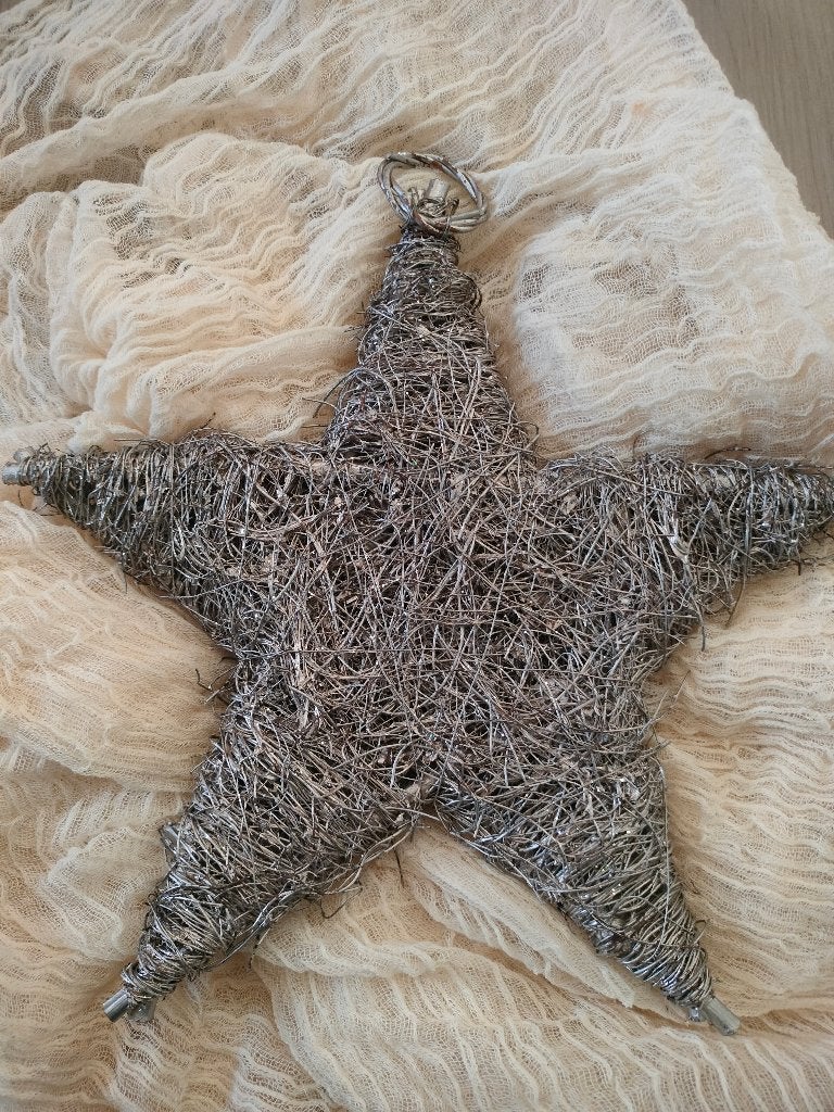 Decoratieve ster - groot / zilverkleurig met glitter, Diversen, Kerst, Zo goed als nieuw, Ophalen of Verzenden