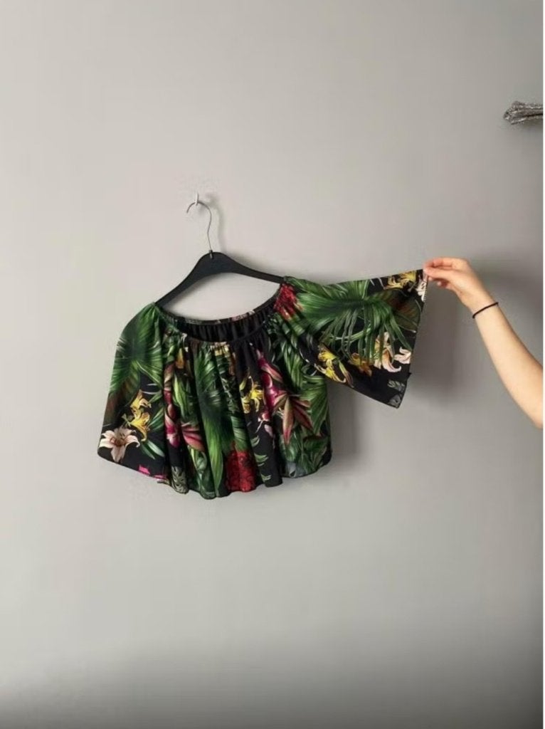 BLOUSE courte col bardot ou rond vert multicolore TU, Enlèvement ou Envoi, Porté, Taille 36 (S), Vert