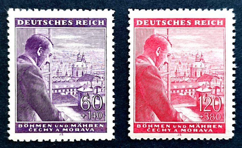 A.Hitler op raam van kasteel in Praag 1943 POSTFRIS, Ophalen of Verzenden, Overige periodes, Postfris