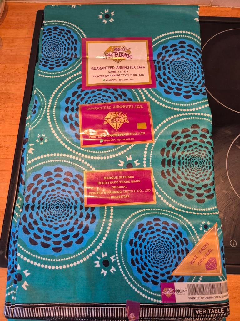 Tissu wax Anningtex diamond Java, Hobby en Vrije tijd, Ophalen, Nieuw