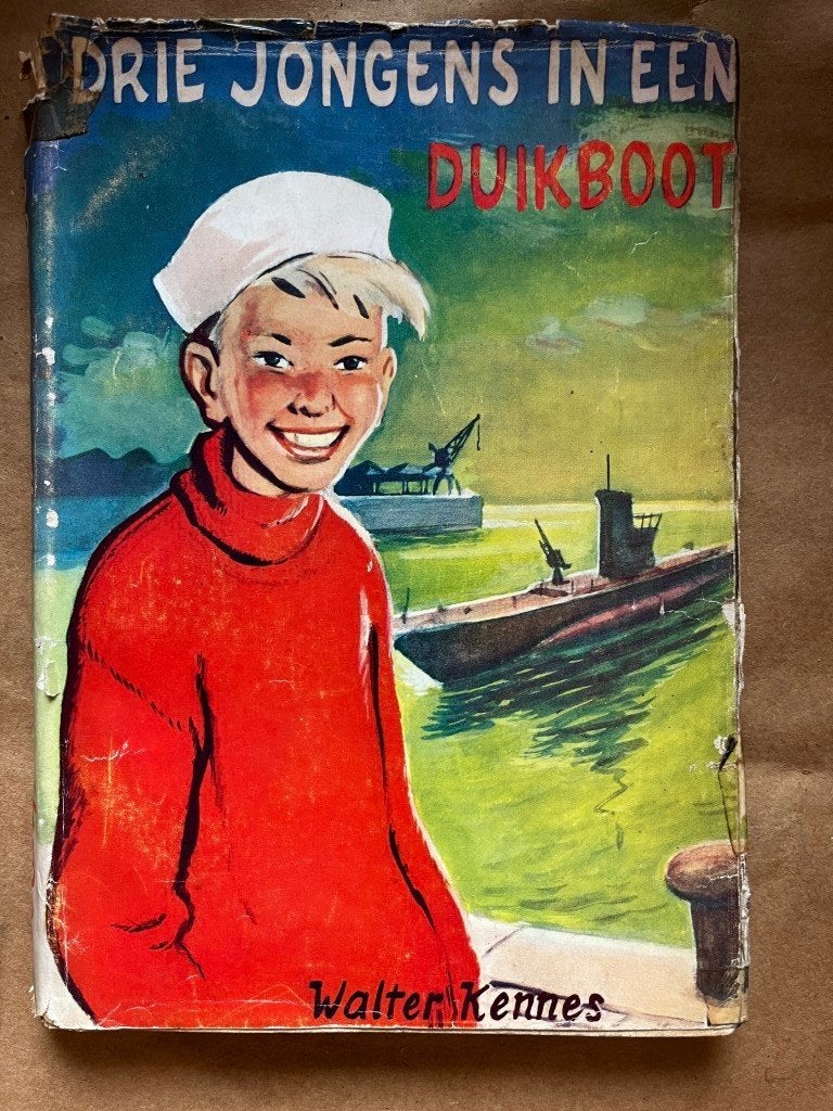 Walter Kennes - 3 jongens in een duikboot met illustraties, Antiek en Kunst, Ophalen of Verzenden