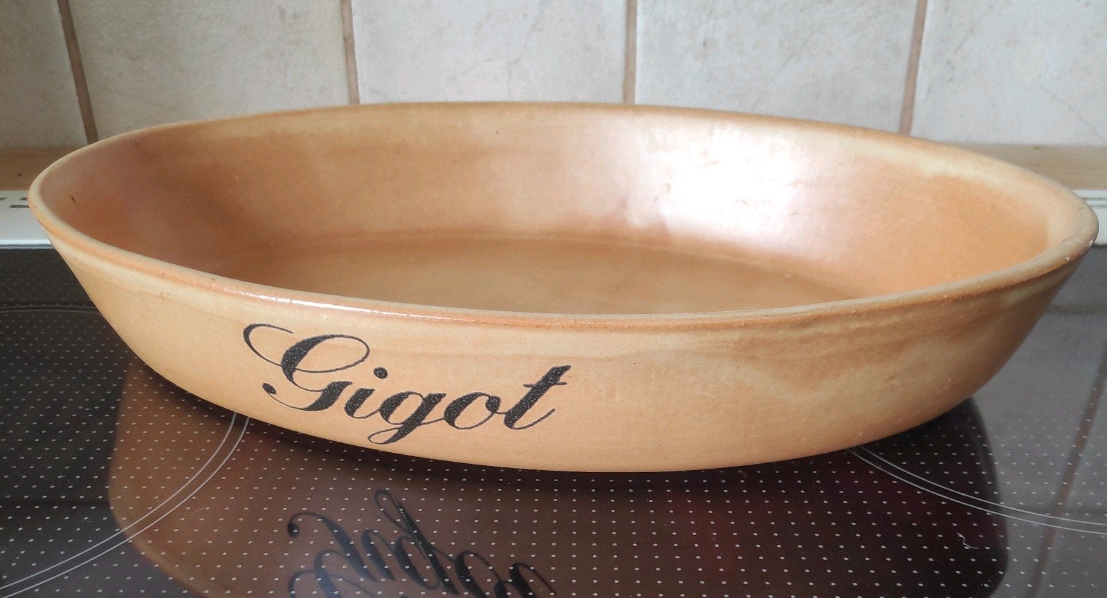 Plat oval en terre cuite, Vintage, Comme neuf, Céramique, Enlèvement