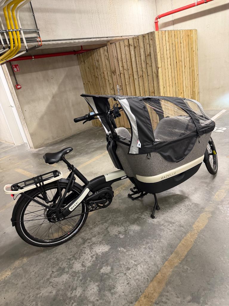 Gazelle Makki Load bakfiets, Vélos & Vélomoteurs, Vélos | Vélos avec bac, Comme neuf, Gazelle, 3 enfants, Électrique, Frein à disque